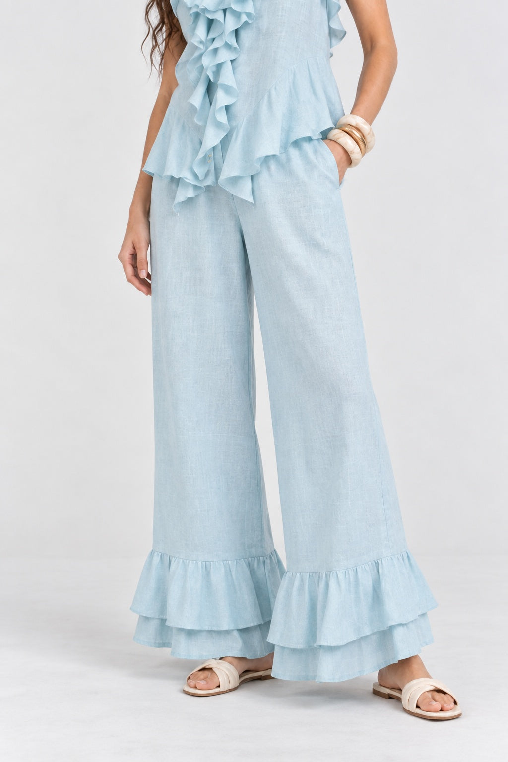 Light Blue Wide-Leg Pants