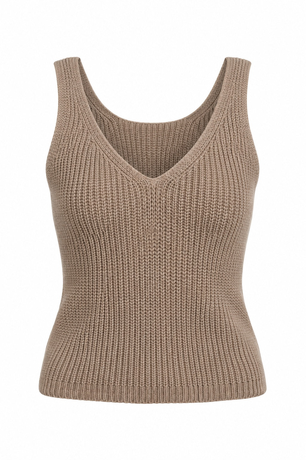 Knit V-Neck Khaki Cami