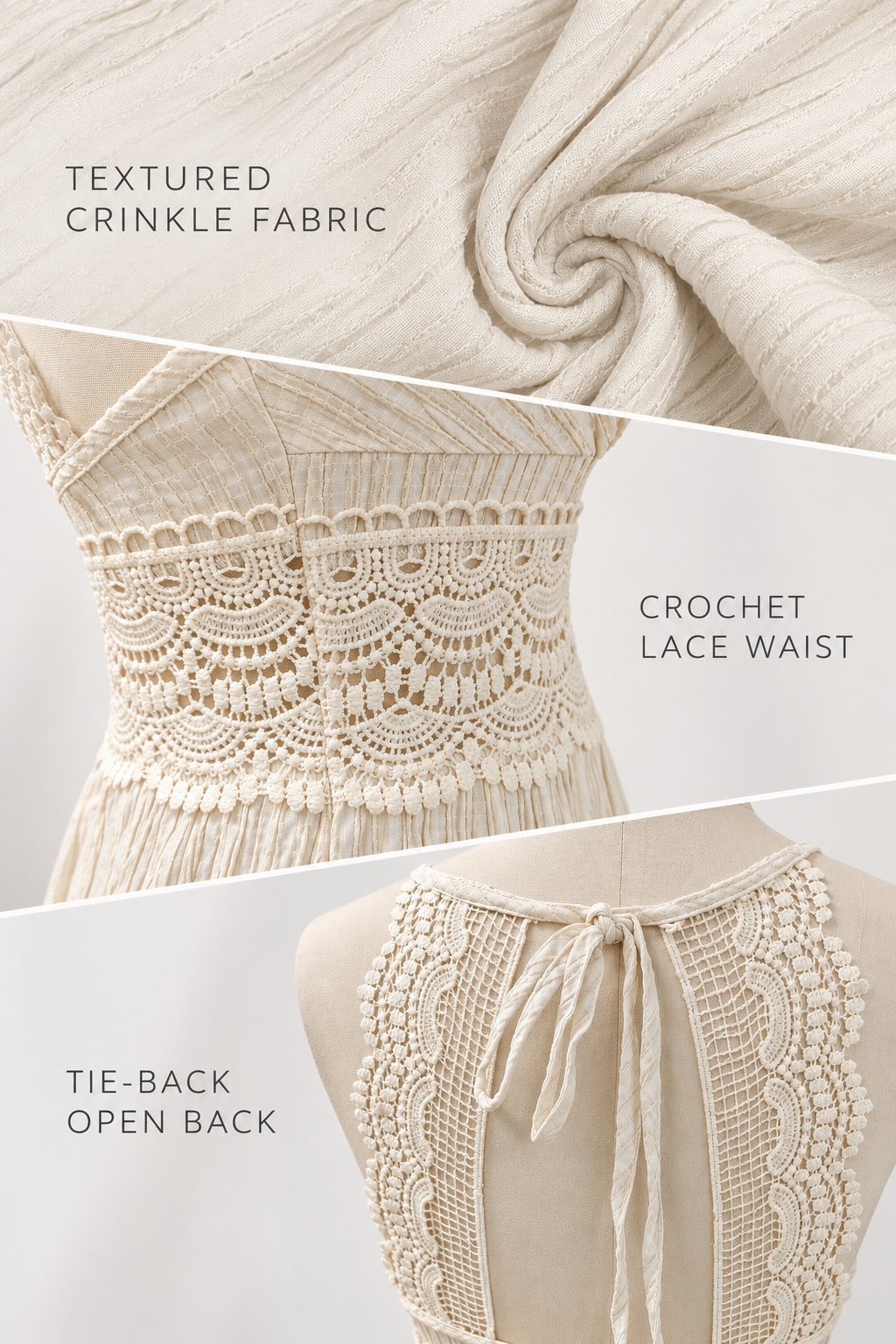 Apricot Crochet Lace V-Neck Maxi Dress