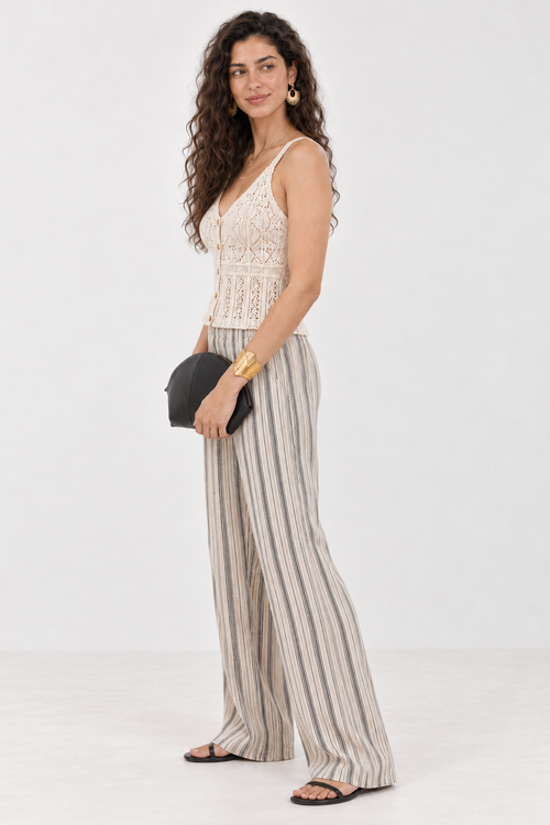 Apricot Knit Button-Front Cami Top