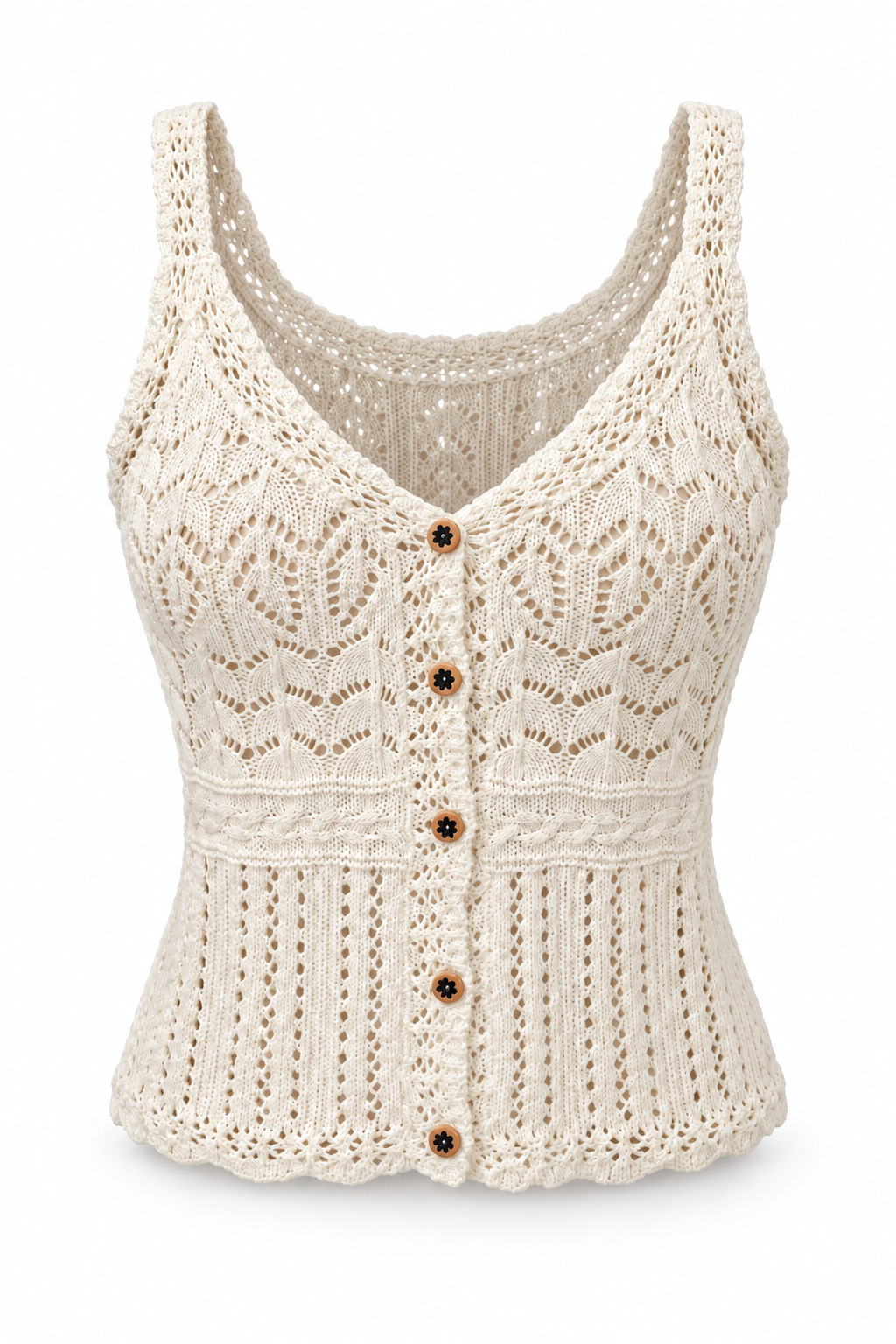 Apricot Knit Button-Front Cami Top