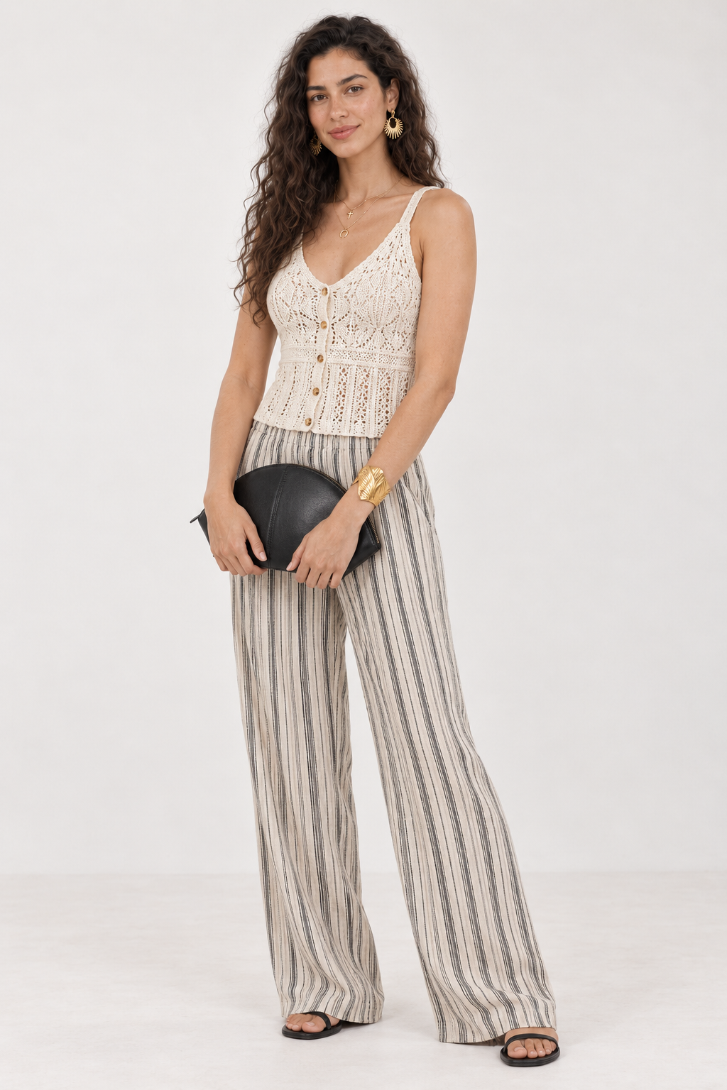 Apricot Knit Button-Front Cami Top