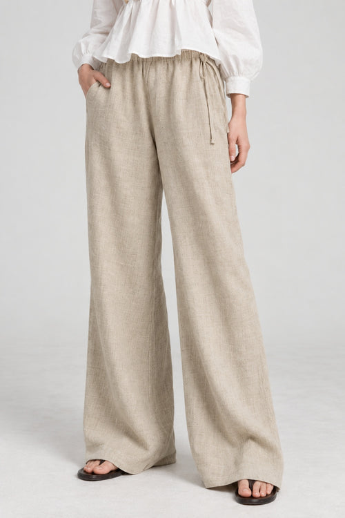 Apricot Linen Straight Leg Pants