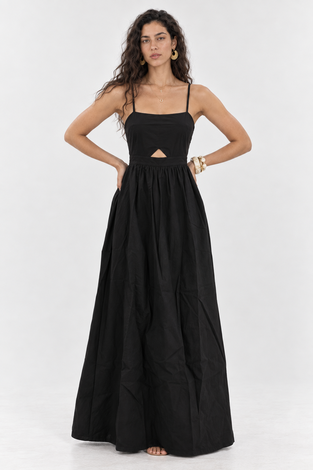 Black Square Neck Maxi Dress 