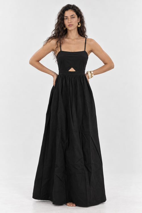Black Square Neck Maxi Dress 