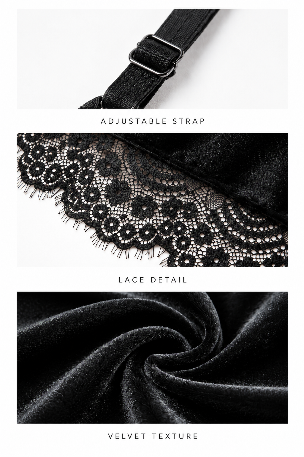 Black Velvet Lace  Camisole Top