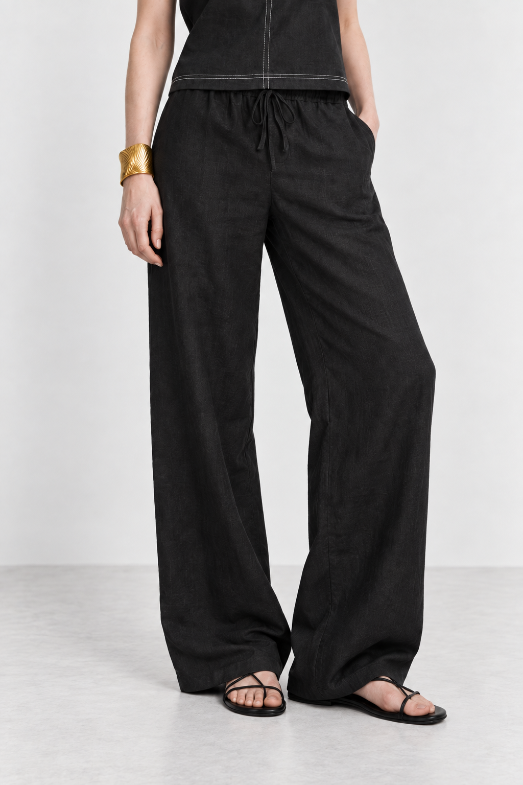 Black Drawstring Relaxed Pants