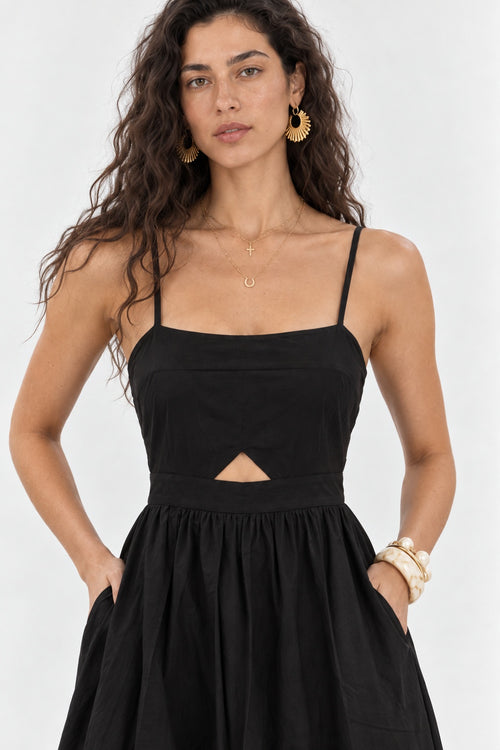 Black Square Neck Maxi Dress