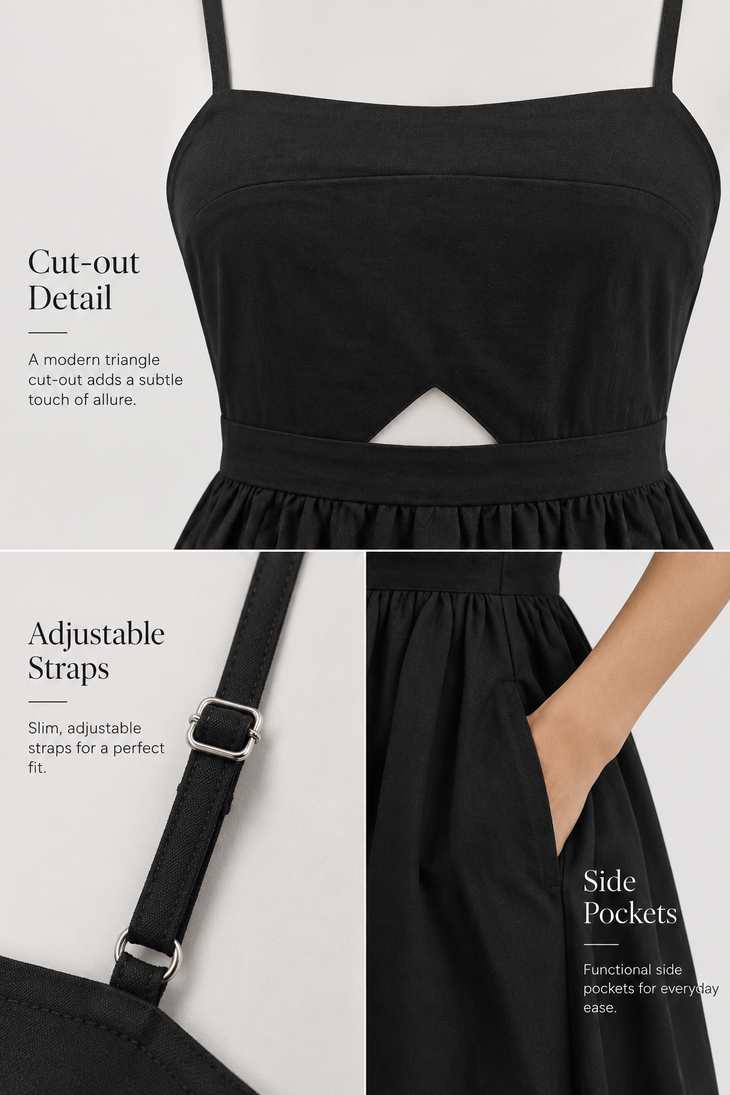 Black Square Neck Maxi Dress 