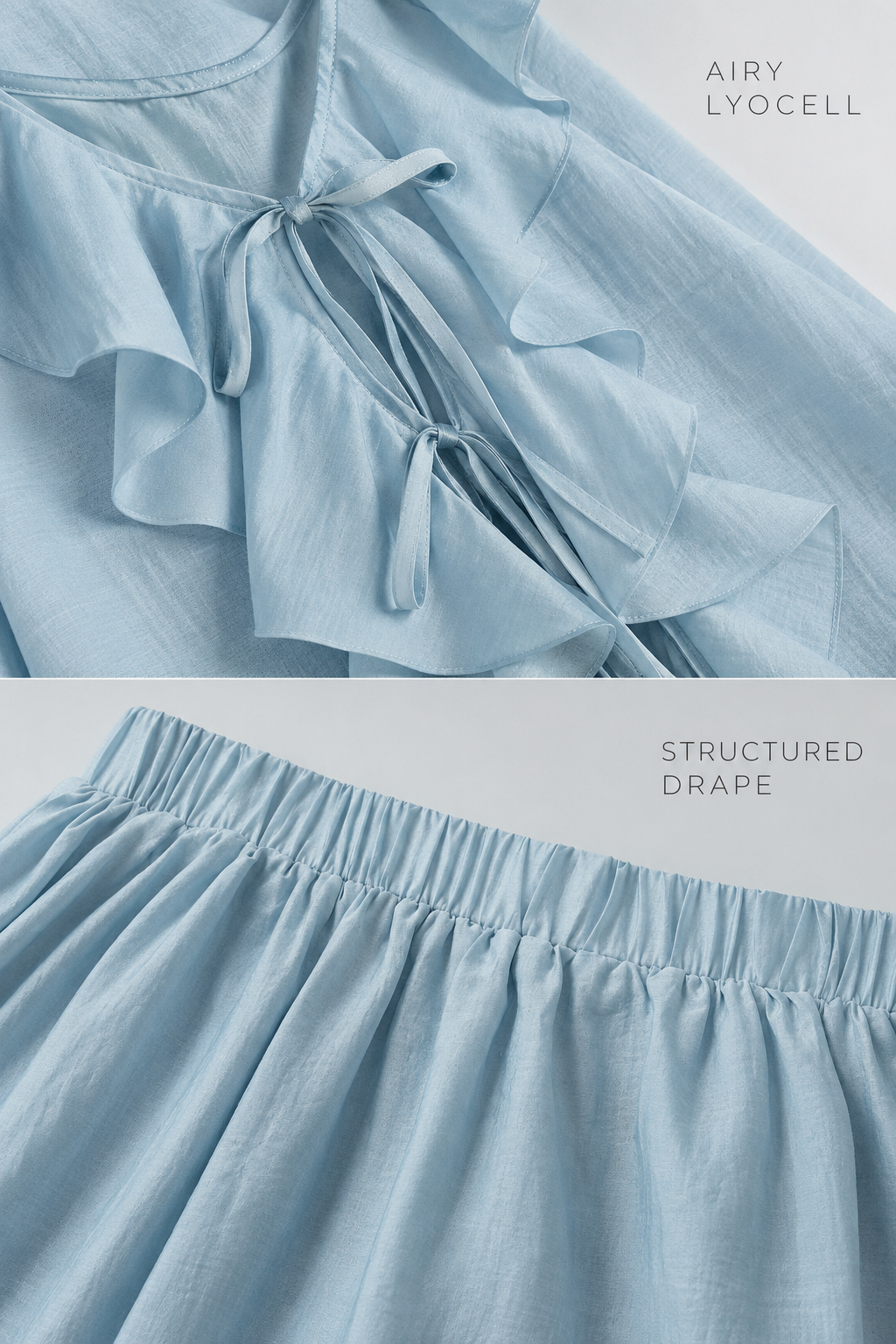 Blue Elastic-Waist Flowy Shorts