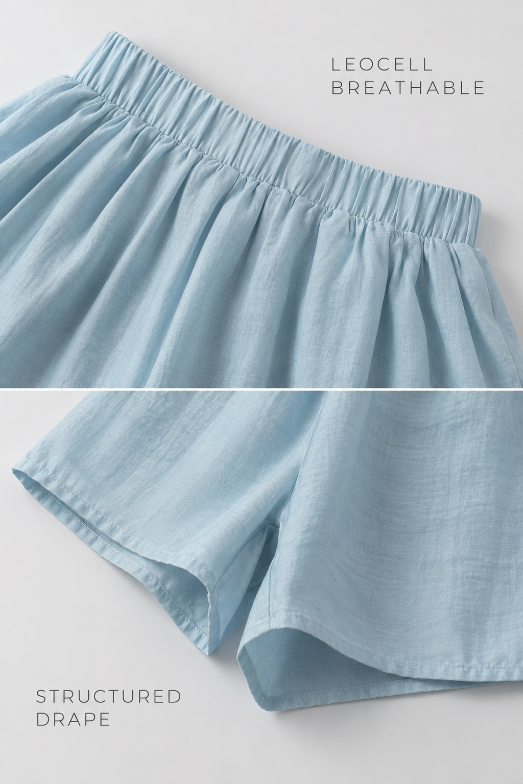 Blue Elastic-Waist Flowy Shorts