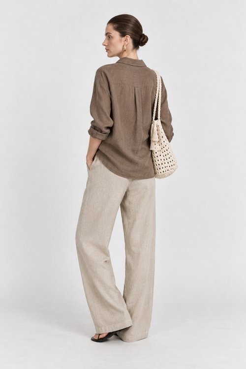 Caramel Linen Sun Shirt