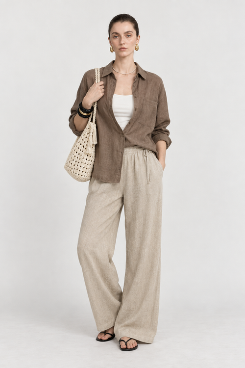 Caramel Linen Sun Shirt