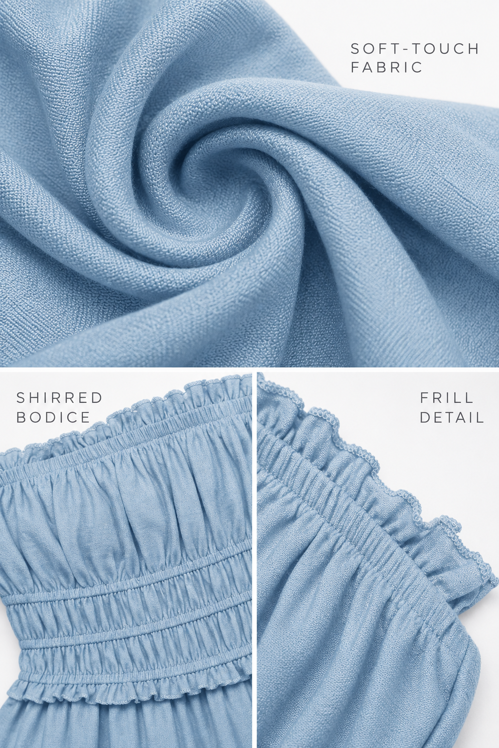 Cover Blue Shirred Tiered Maxi Dress