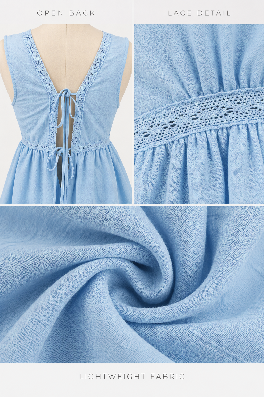  Drift Blue Tie-Back Tank Top