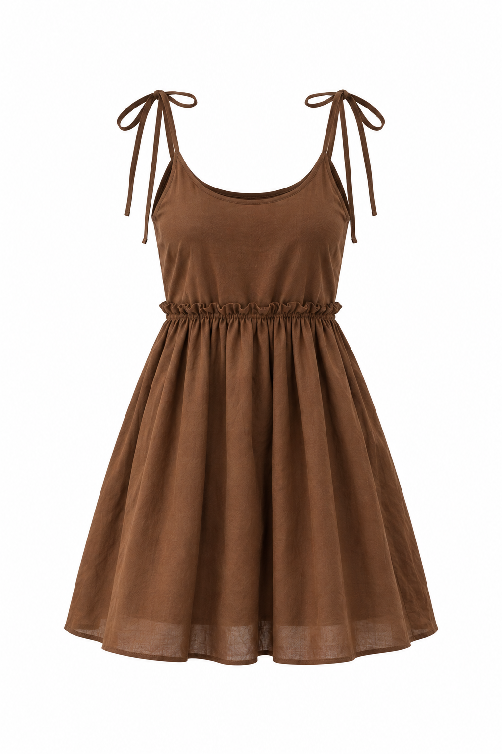 Drift Brown Gathered  Mini Dress