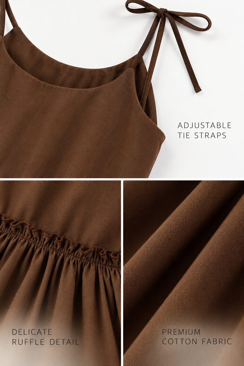 Drift Brown Gathered  Mini Dress
