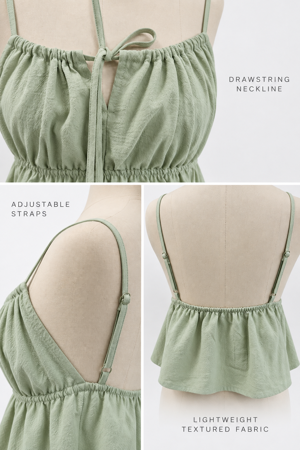 Drift Green Ruched Cami Top
