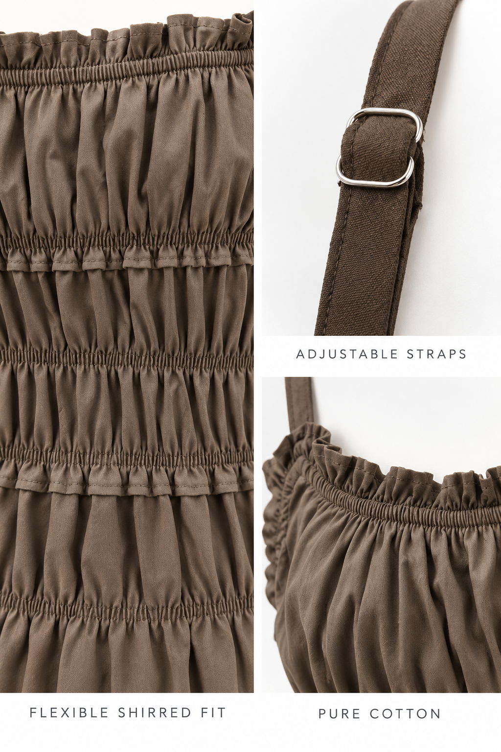 Fern Brown Shirred Maxi Dress