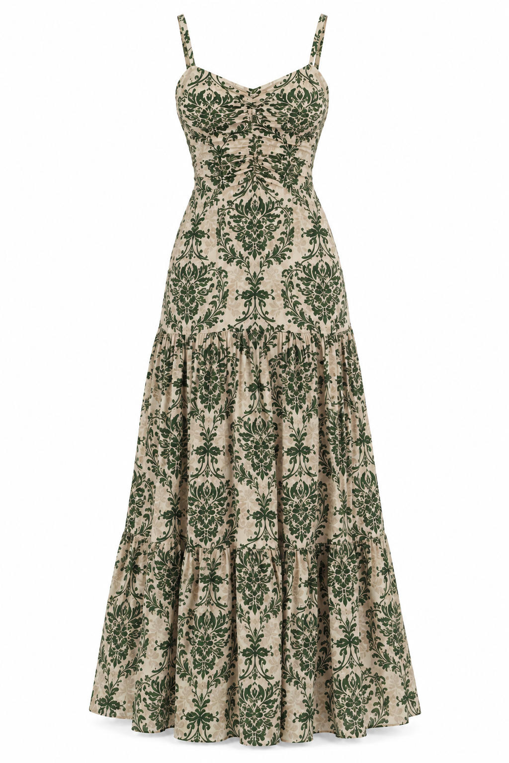  Green Floral Print  Maxi Dress