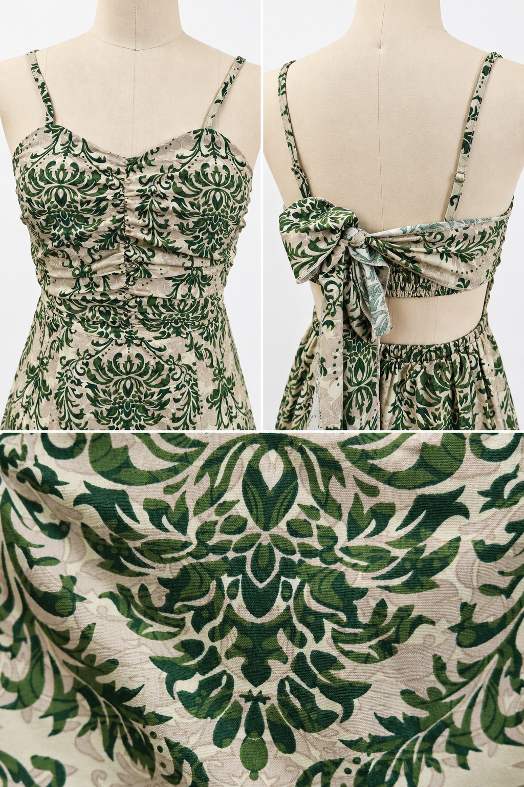  Green Floral Print  Maxi Dress