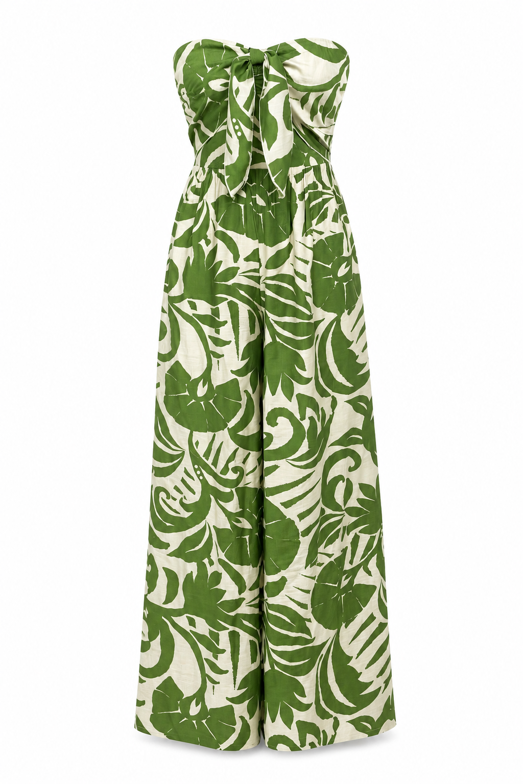Green Floral Print Strapless Jumpsuit