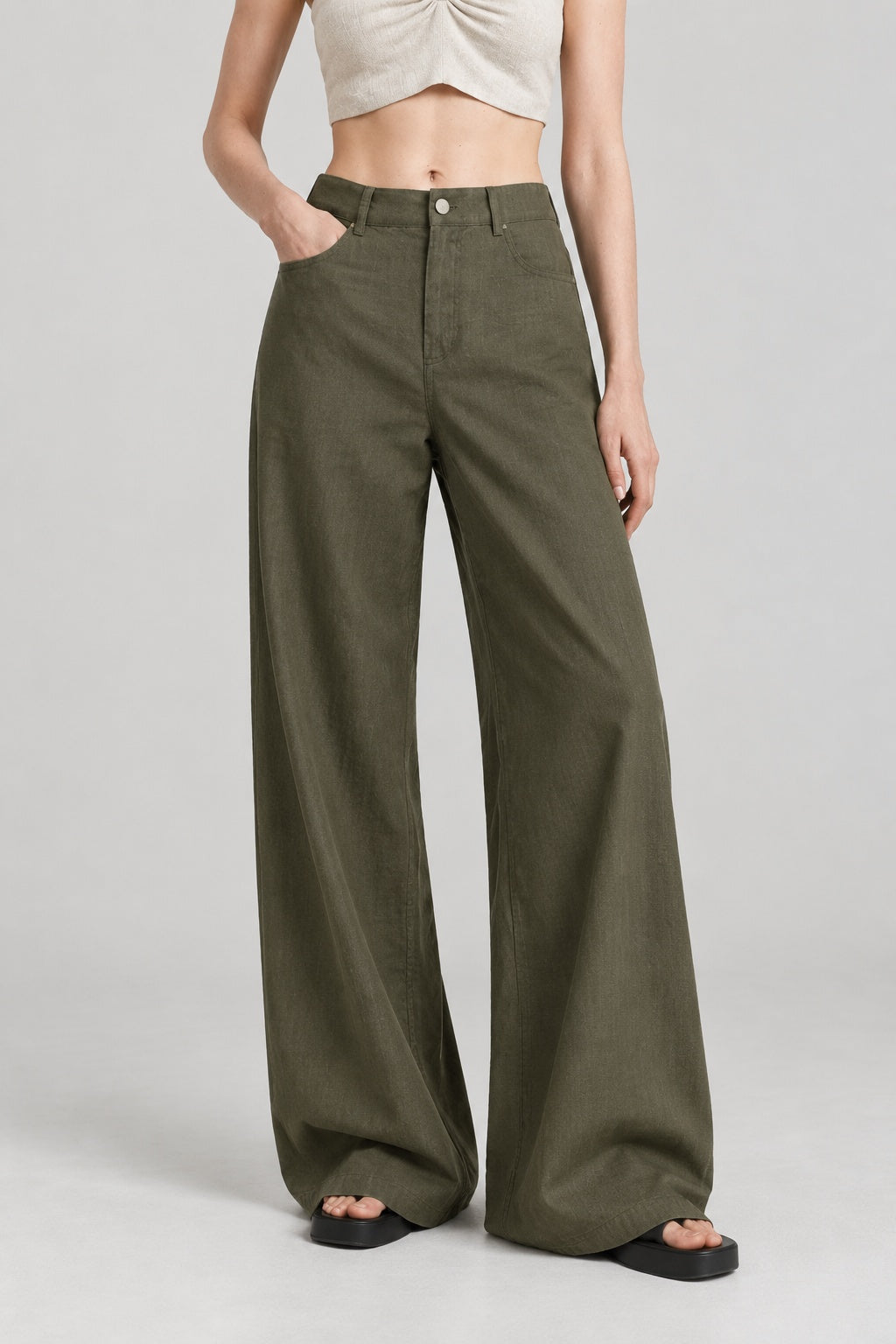 Green Tencel Wide Leg Pants