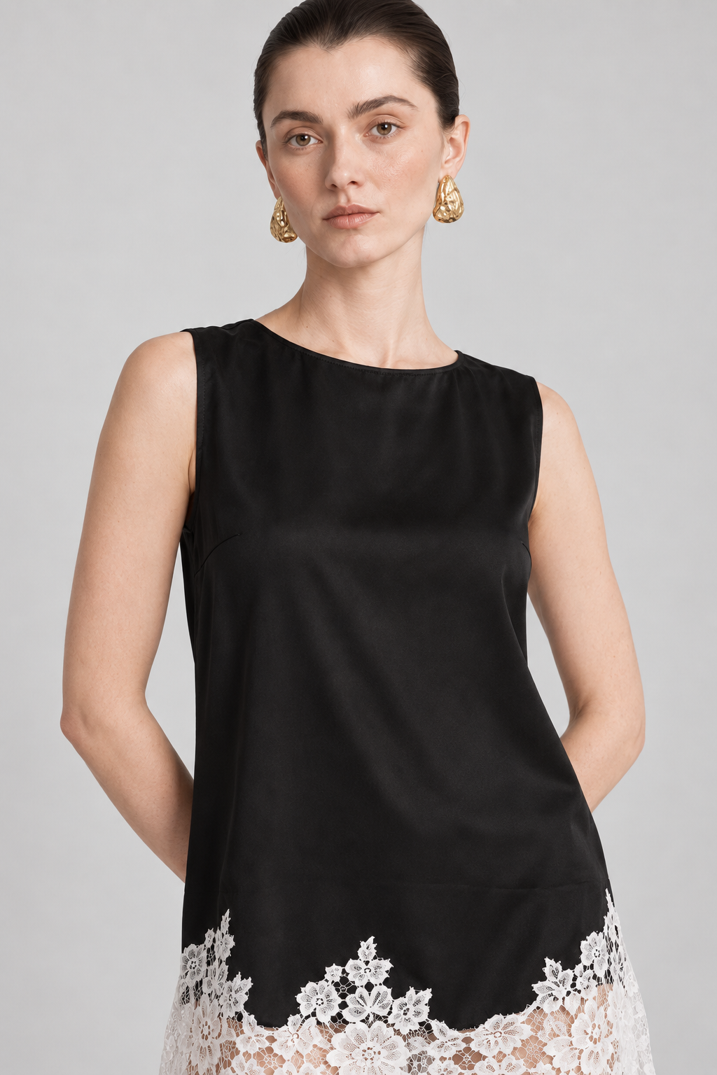 Halo Black Contrast Lace Mini Dress