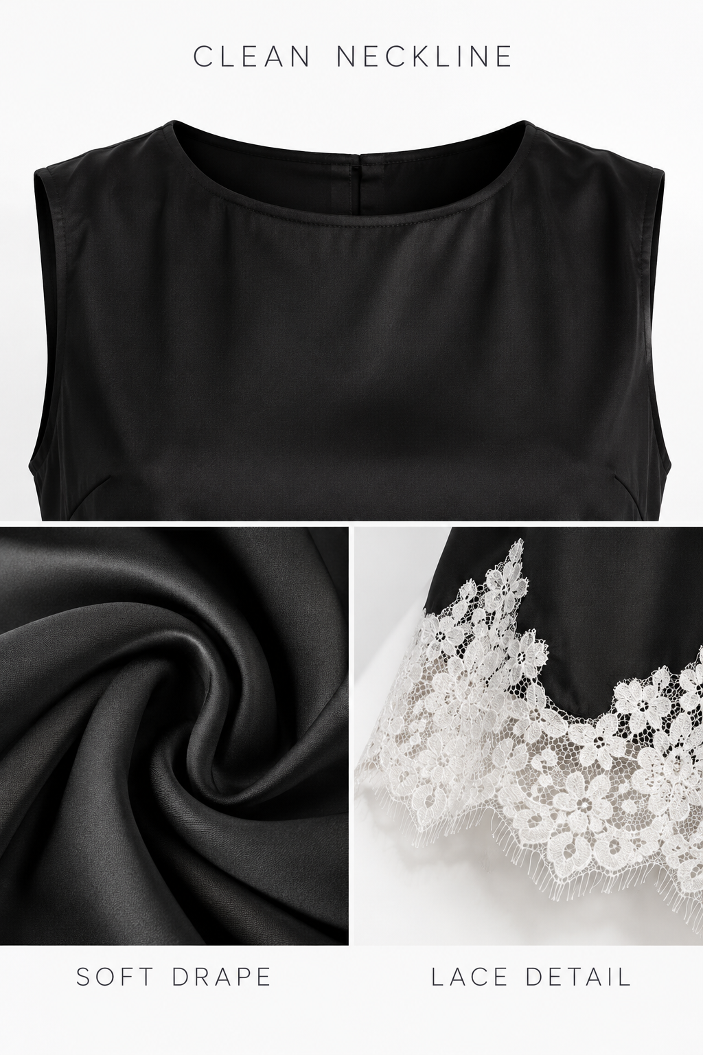 Halo Black Contrast Lace Mini Dress