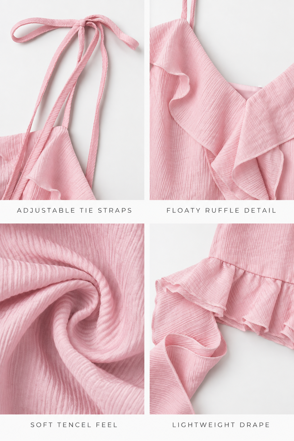 Halo Pink Tie Asymmetric Cami Top