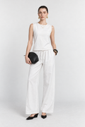 Halo White Contrast-Stitch Top