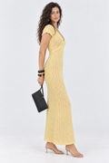 Halo Yellow Open-Knit Maxi Dress