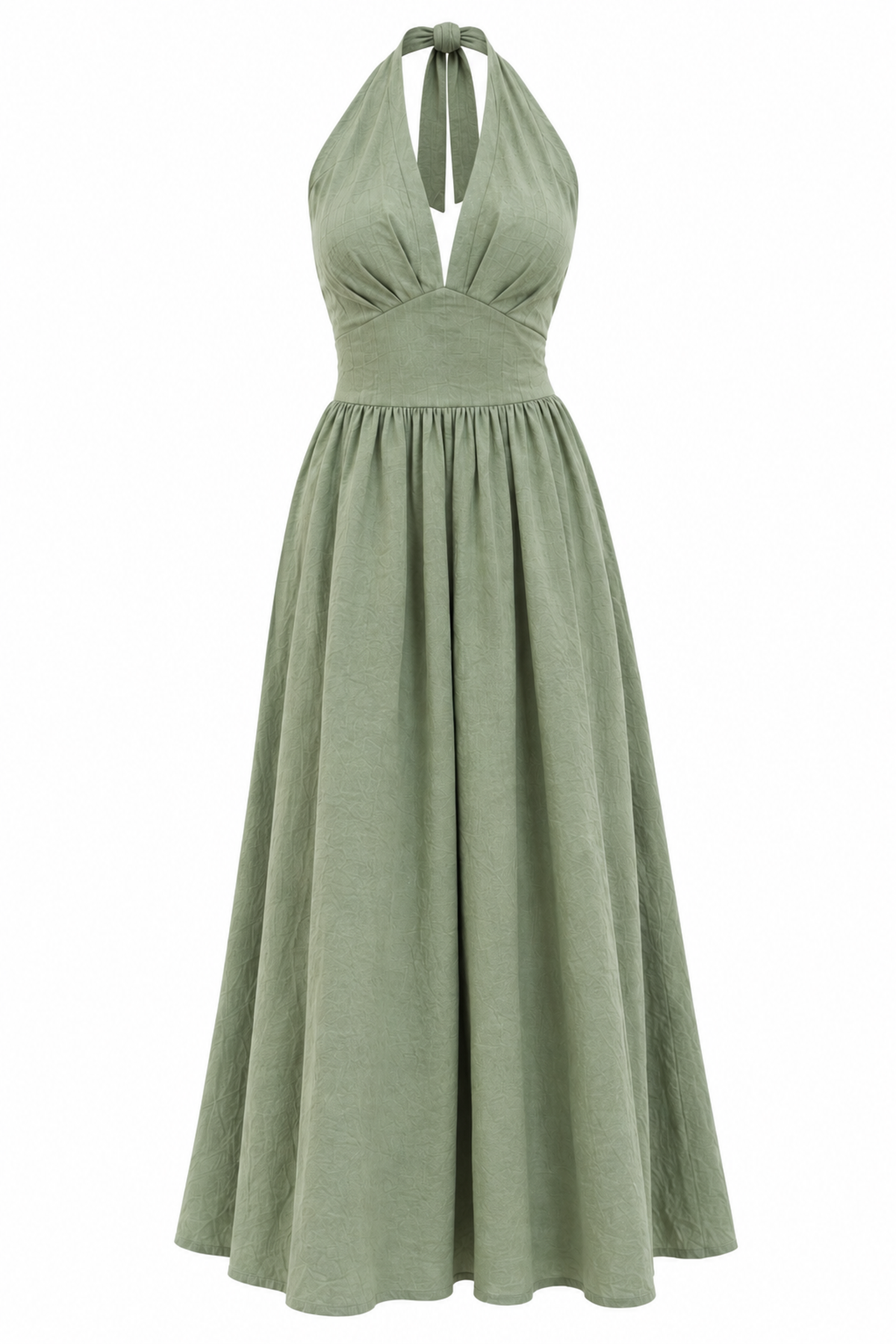 Halter Backless Sage Green Maxi Dress — alternate view 4