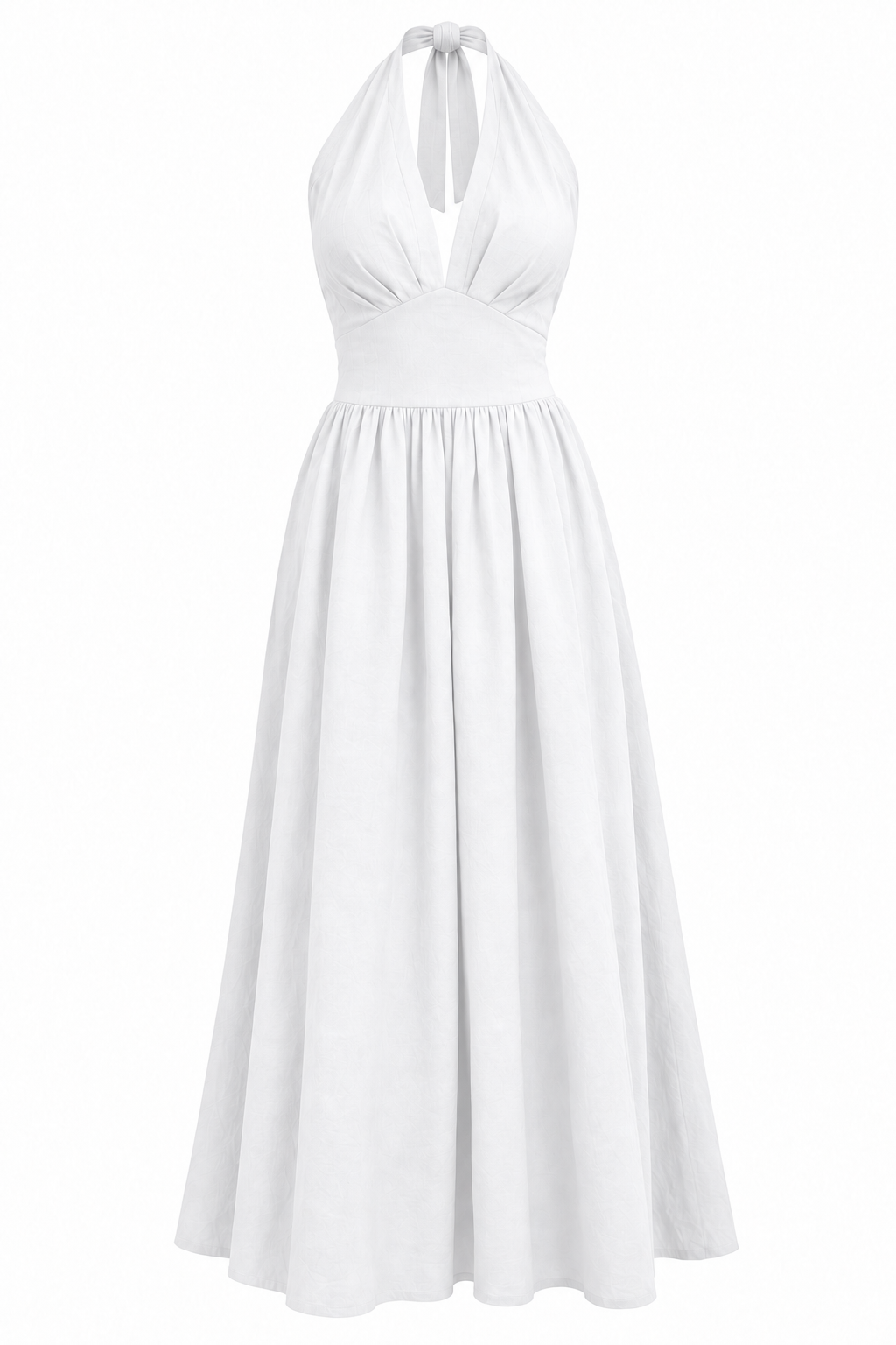 Halter Backless  White Maxi Dress 