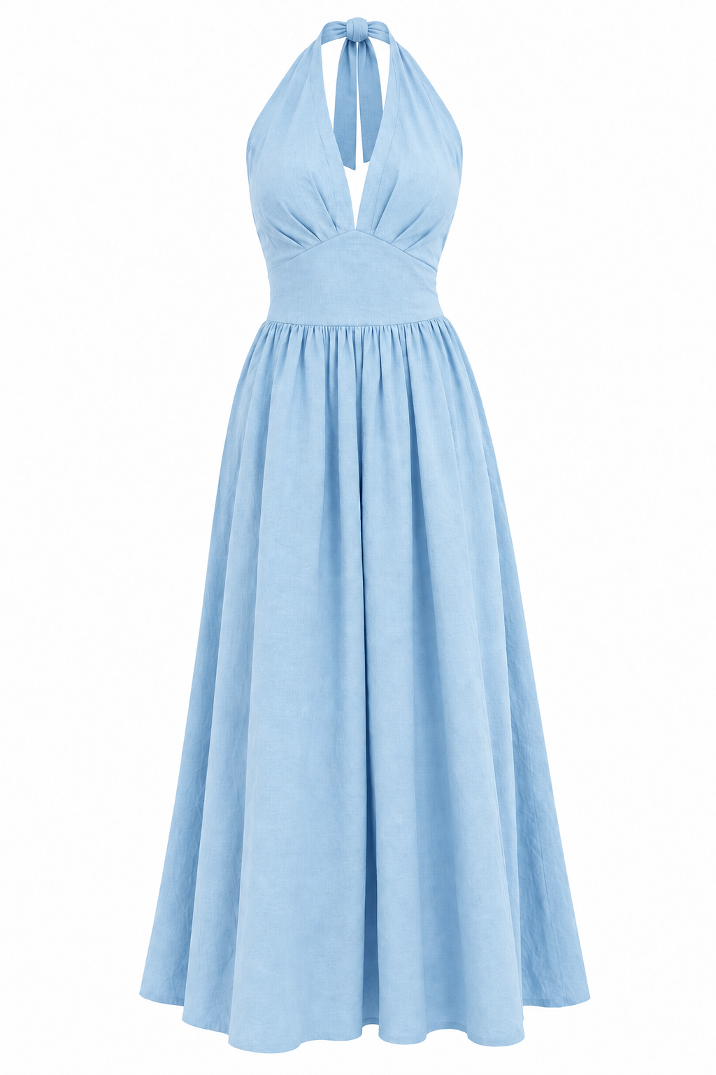 Halter Backless  Blue Maxi Dress