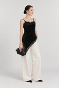 Ivory White Tencel Wide Leg Pants