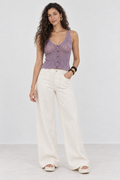 Ivory White Tencel Wide Leg Pants