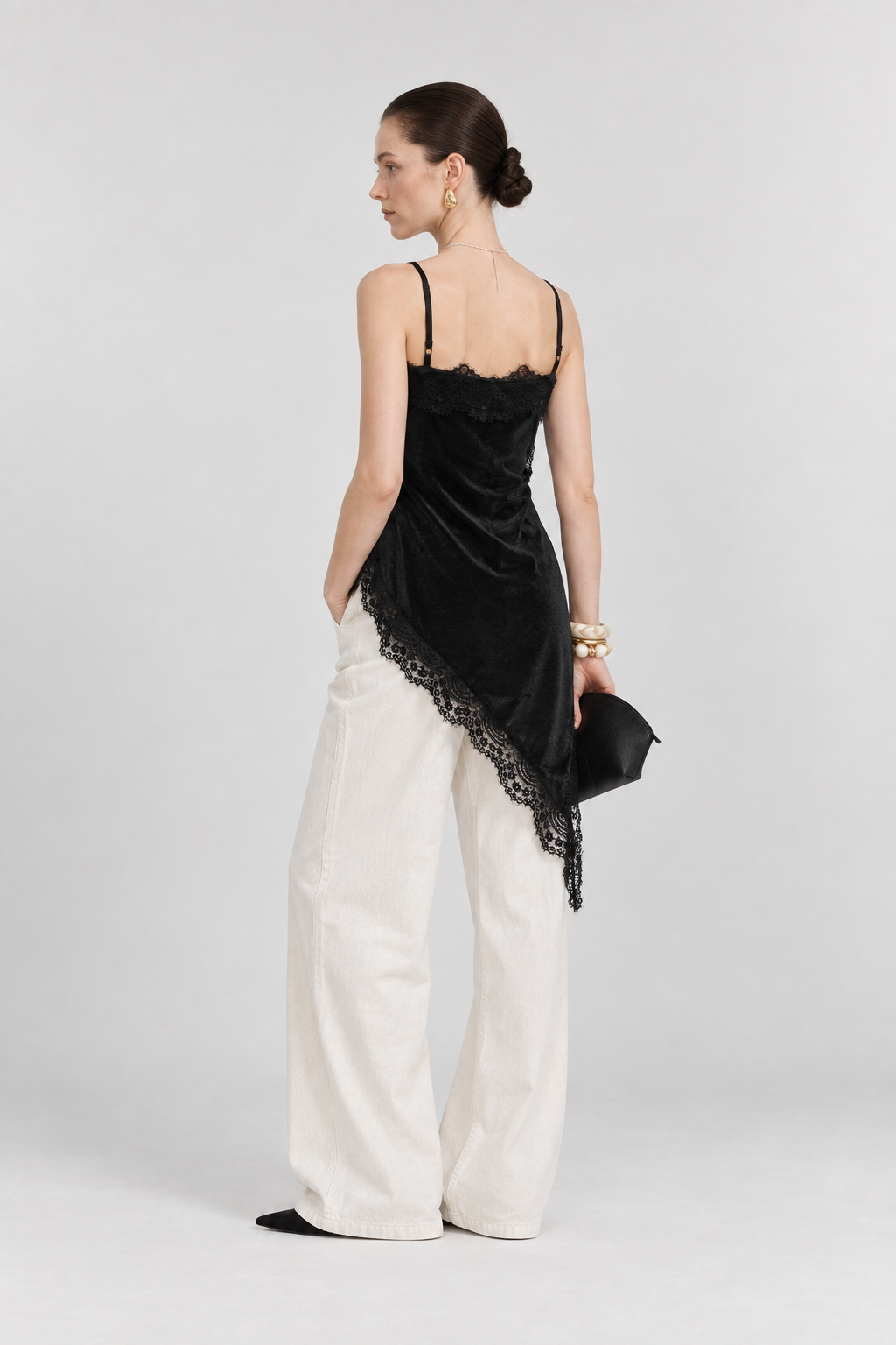 Ivory White Tencel Wide Leg Pants