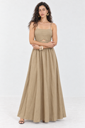 Khaki Square Neck Maxi Dress