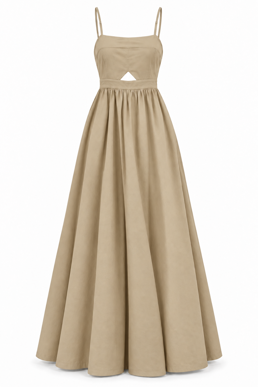 Khaki Square Neck Maxi Dress