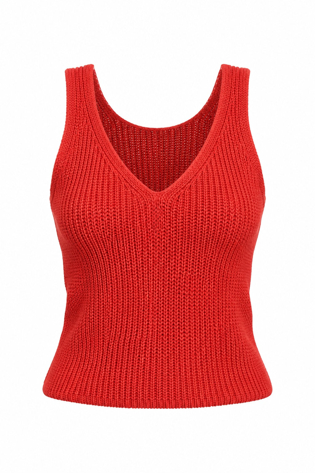 Knit V-Neck Red Cami