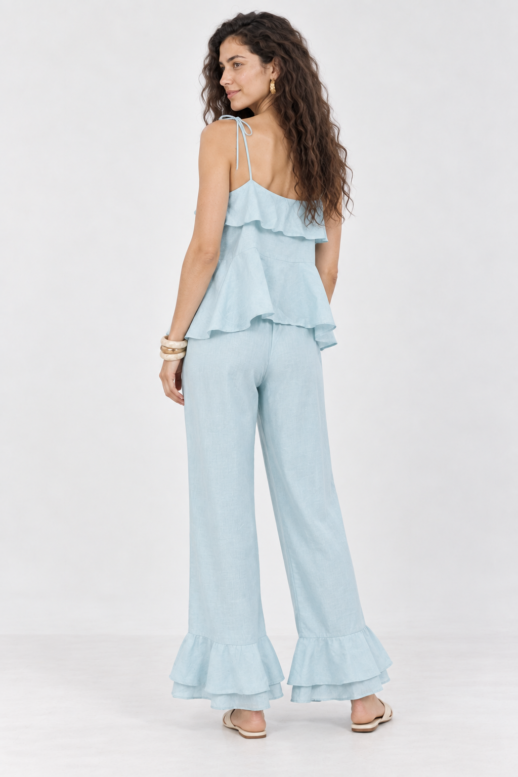 Light Blue Ruffle  Cami Top