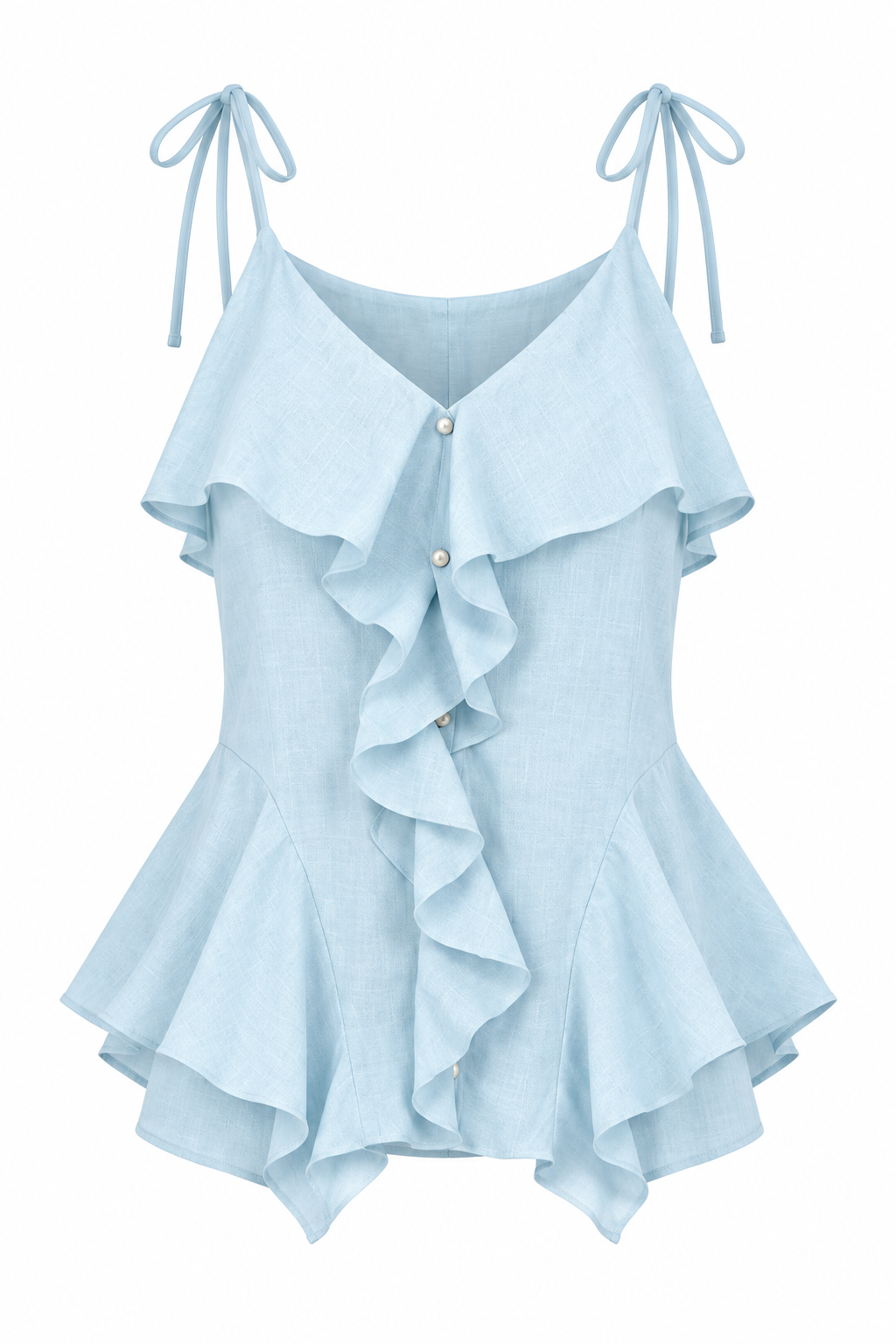 Light Blue Ruffle  Cami Top