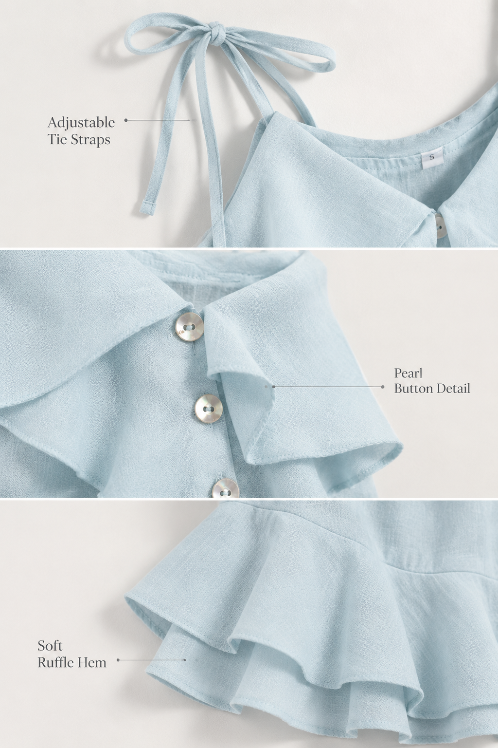 Light Blue Ruffle  Cami Top