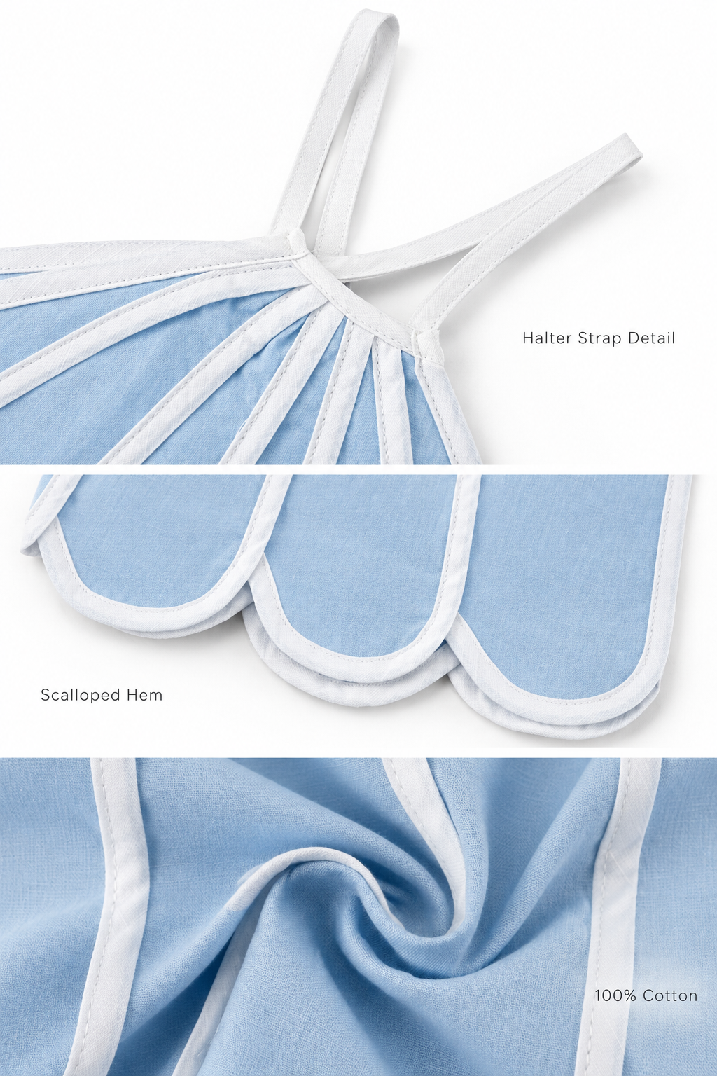 Light Blue Scallop Trim Shorts