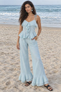 Light Blue Ruffle  Cami Top