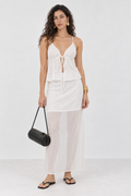 Lucent White Lace-Trim  Crop Top