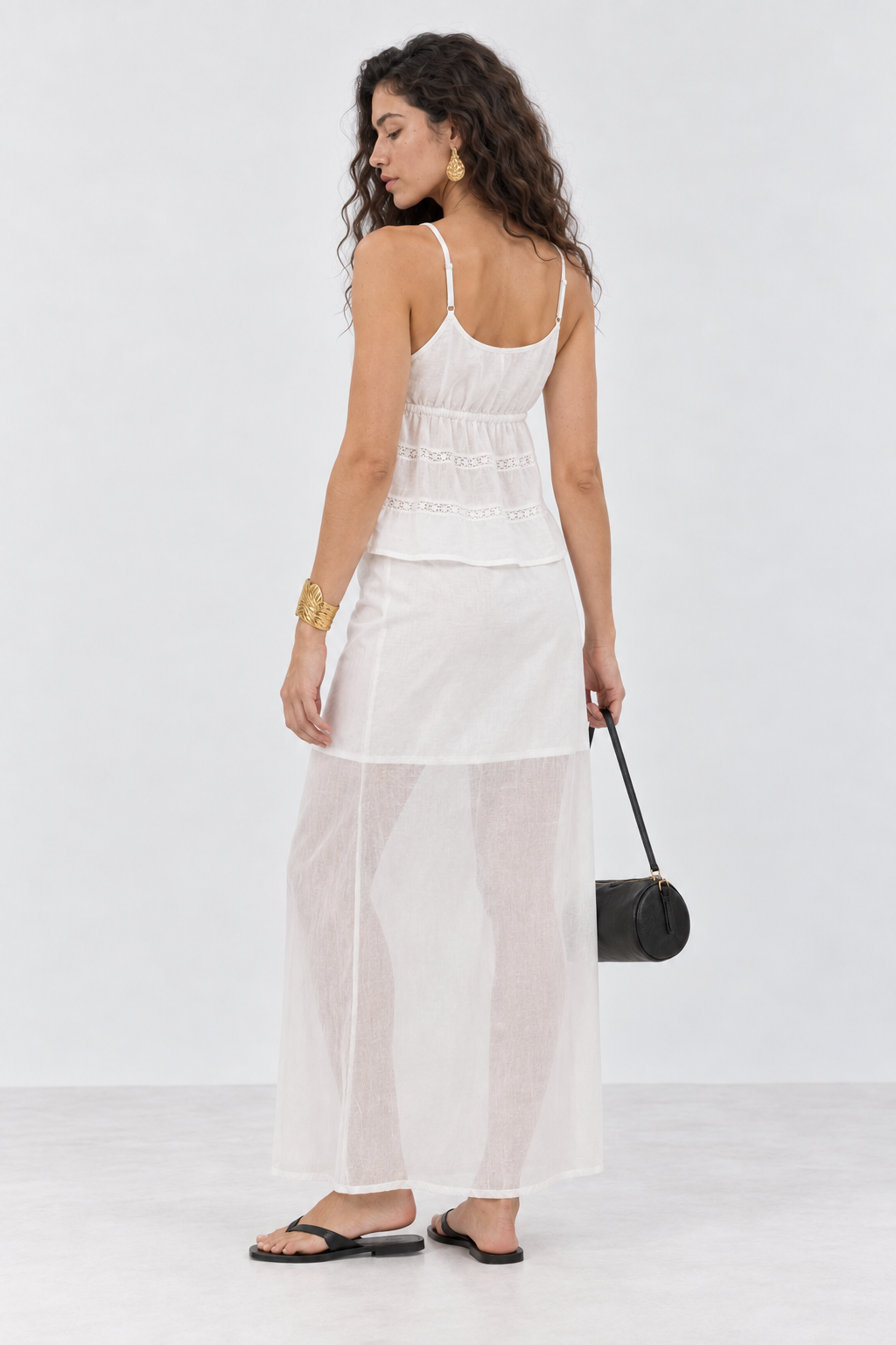 Lucent White Lace-Trim  Crop Top