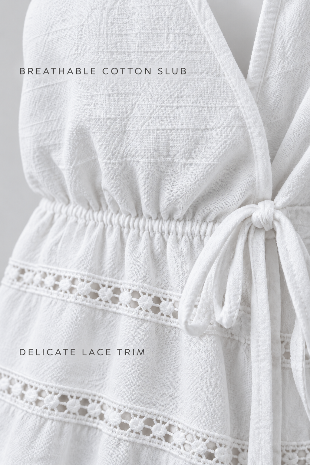 Lucent White Lace-Trim  Crop Top