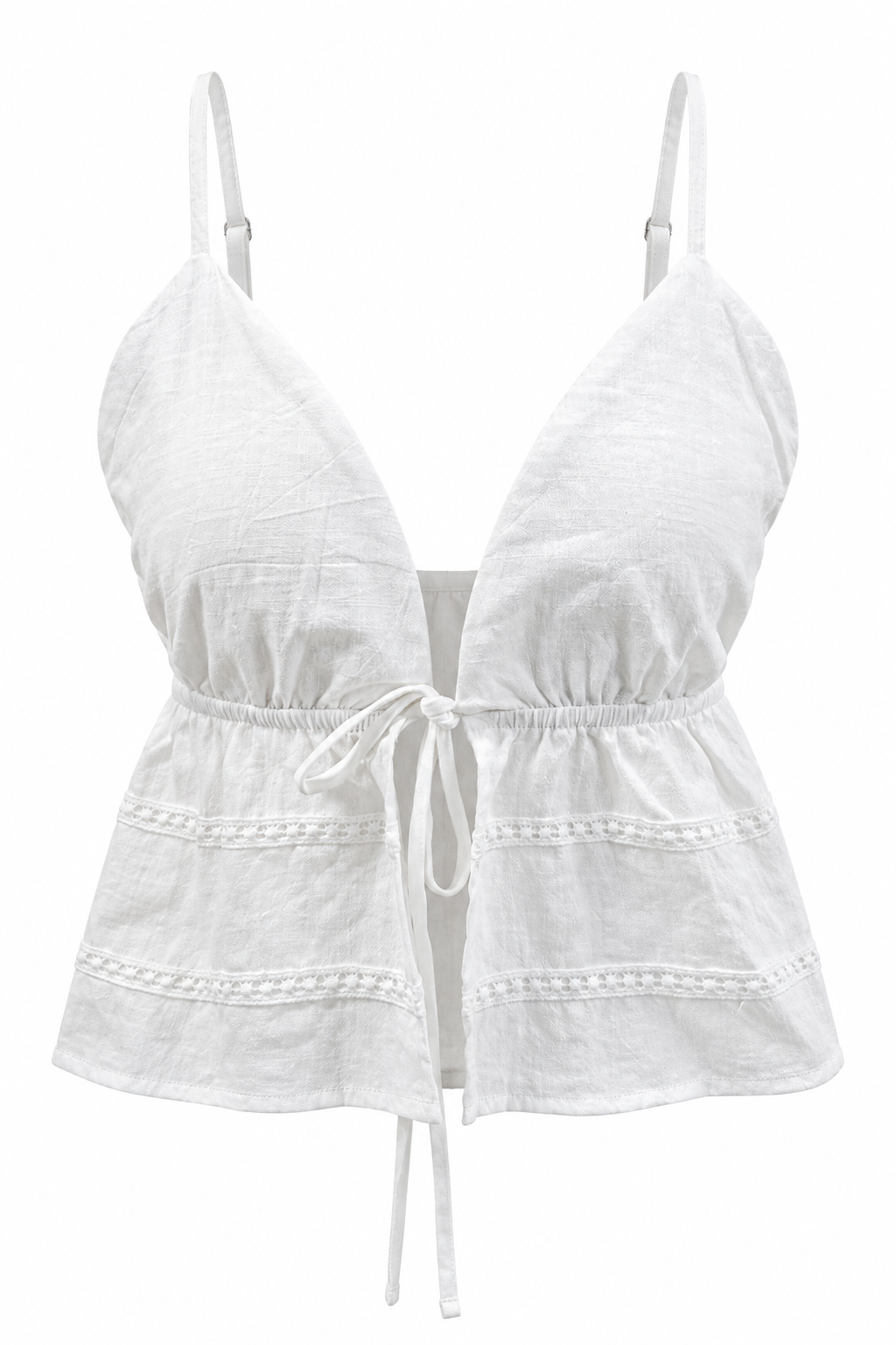 Lucent White Lace-Trim  Crop Top